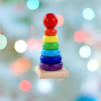 Jouet en Bois - WoodenToys™ - Tour arc - en - ciel - Bébé Ludique